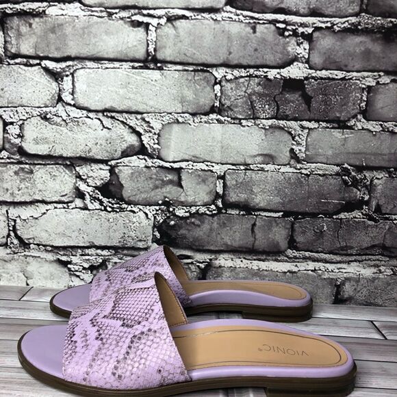 Vionic Demi Purple Leather Snake Embossed Orthopedic Sandals Women Sz 10M US/42 - Picture 13 of 16